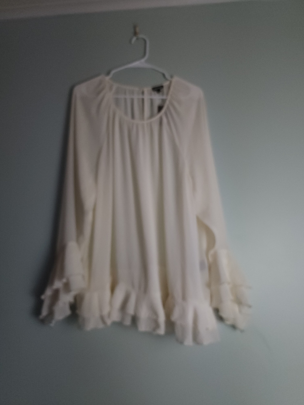torrid Cream Ruffle-Hem Sheer Tunic Top